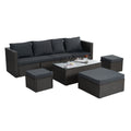 Patio Furniture, Outdoor Furniture, Seasonal Pe Wicker Furniture,7 Pcs Set Wicker Furniture With Lounger Sofa Yes Dark Gray Seats 6 Pe Rattan Iron Waterproof Fabric