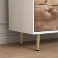 Wooden Tall 4 Drawer Dresser,Chest Of Drawers With 4 Metal Legs, Anti Tipping Device For Bedroom,Living Room White Natural Particle Board Mdf