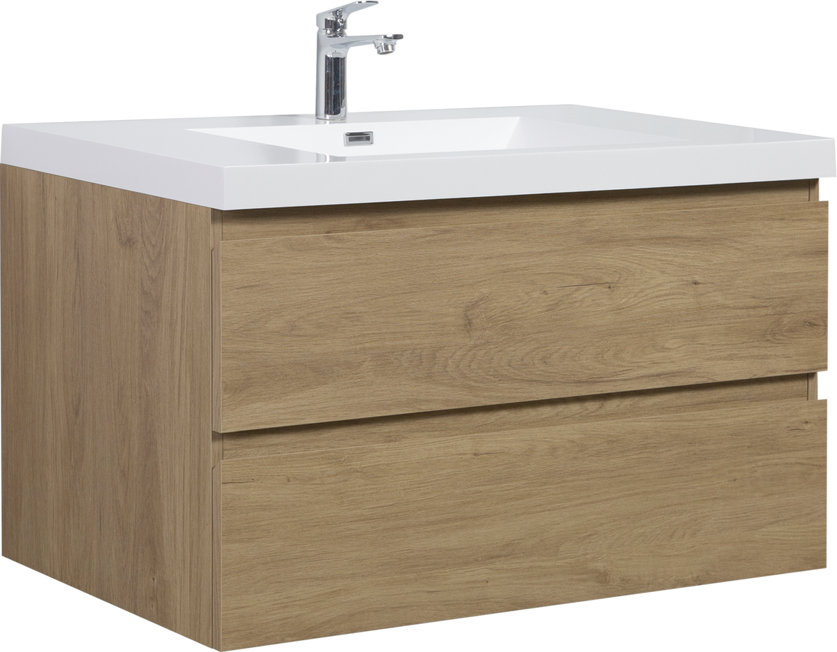 42" Floating Bathroom Vanity With Sink, Modern Wall Mounted Bathroom Storage Vanity Cabinet With Resin Top Basin And Soft Close Drawers, Natural Oak 24V11 42No White Oak Wood