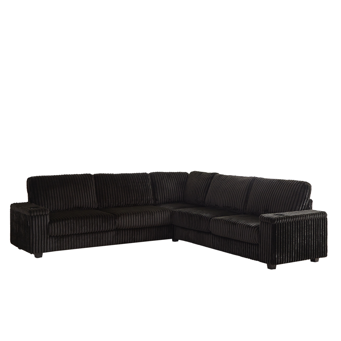 110 Inch Oversized Corduroy Corner Sofa,L Shaped Corner Couch With Two Storage Spaces,Usb Port & T Pyce Port And Cup Holderdeep Seat Comfy Upholstered Couches For Living Room Not Freely Combinable Black Corduroy 5 Seat