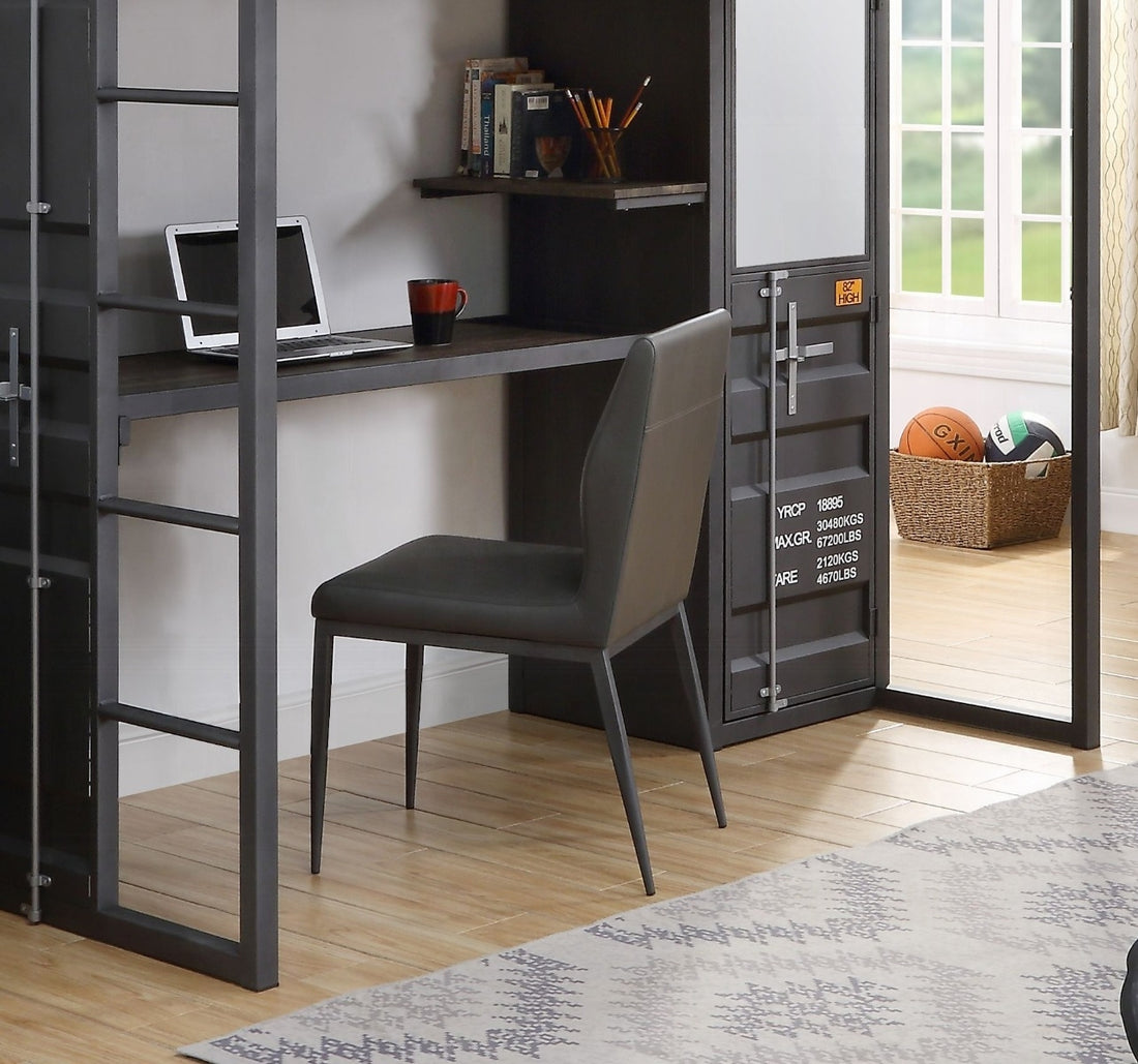 Grey And Gunmetal Chair With Metal Leg Gunmetal Primary Living Space Industrial Faux Leather