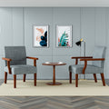Fabric Accent Arm Chair Set Of 2 With Round Wood Table Grey Fabric