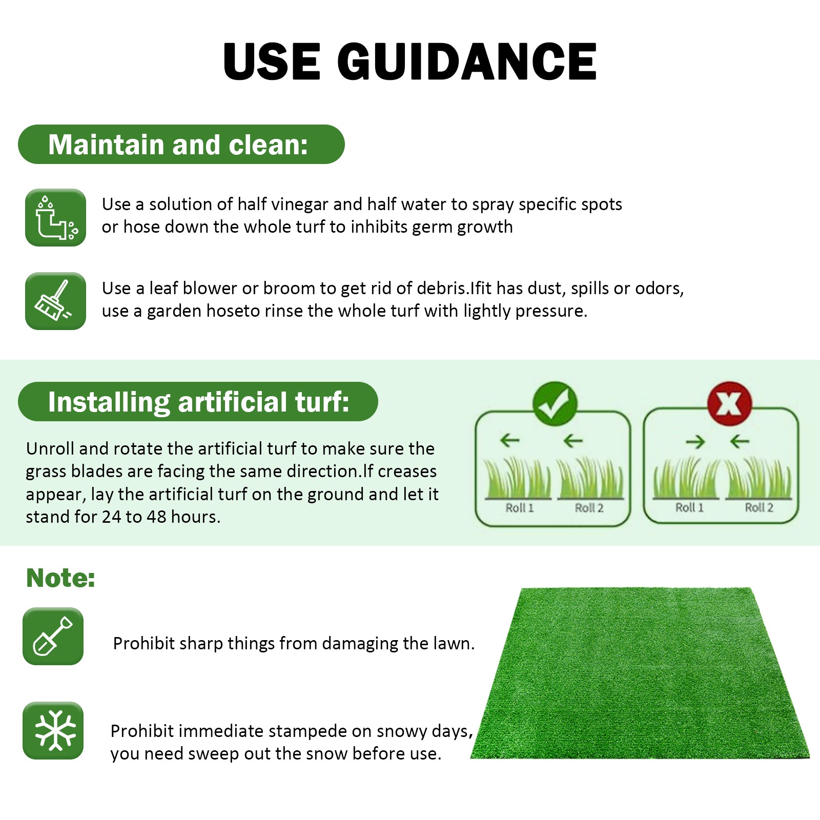 2Pack 3.3Ftx10Ft Artificial Grass Realistic Synthetic Thick Fake Faux Grass Rug Astroturf Carpet Landscape For Dogs Indoor Outdoor Garden Lawn Mat, With Drainage Holes Green Polypropylene