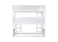 Twin Size Triple Rubber Wood Bunk Bed, With Ladders, Guardrails Detachable Bunk Bed, Twin Over Twin Over Twin,White Twin White Bedroom American Design Bed Frame Rubber Wood