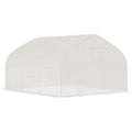 Outsunny 11.5' X 10' X 6.5' Walk In Tunnel Greenhouse, Green House With Zippered Mesh Door, 7 Mesh Windows & Roll Up Sidewalls, Upgraded Gardening Plant Hot House With Galvanized Steel Hoops, White White Steel