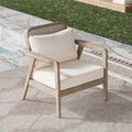 Outdoor Acacia Wood Patio Club Chair, Patio Furniture,Waterproof Thick Cushion Deep Seating For Porch, Garden, Backyard, Balcony, Weight Capacity 400Lbs, Light Brown Finish, Cream Cushion Deep Seating Light Brown Garden & Outdoor Foam Acacia Wood