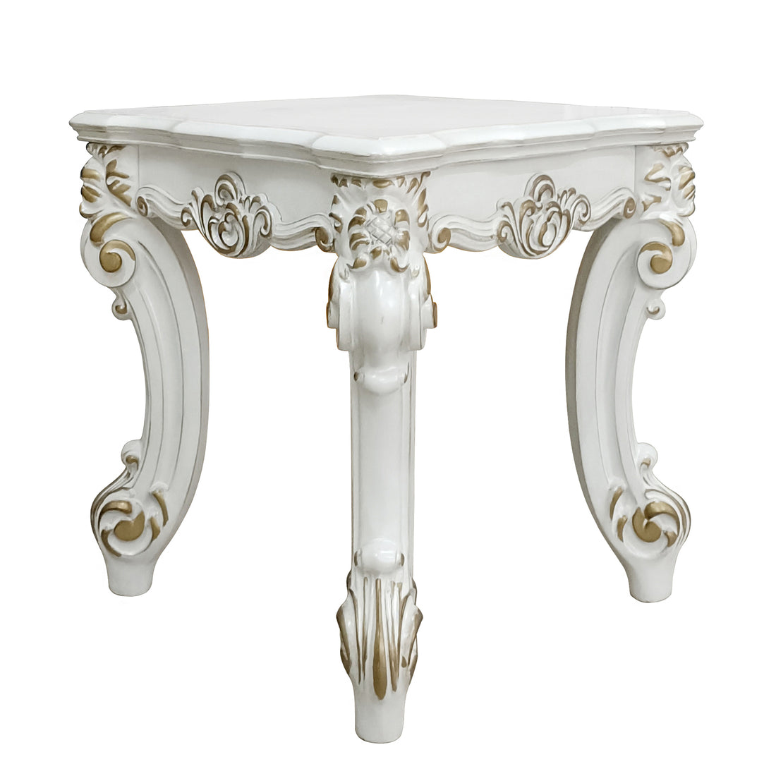 Antique Pearl Square End Table White Primary Living Space Poplar Rectangular Wood