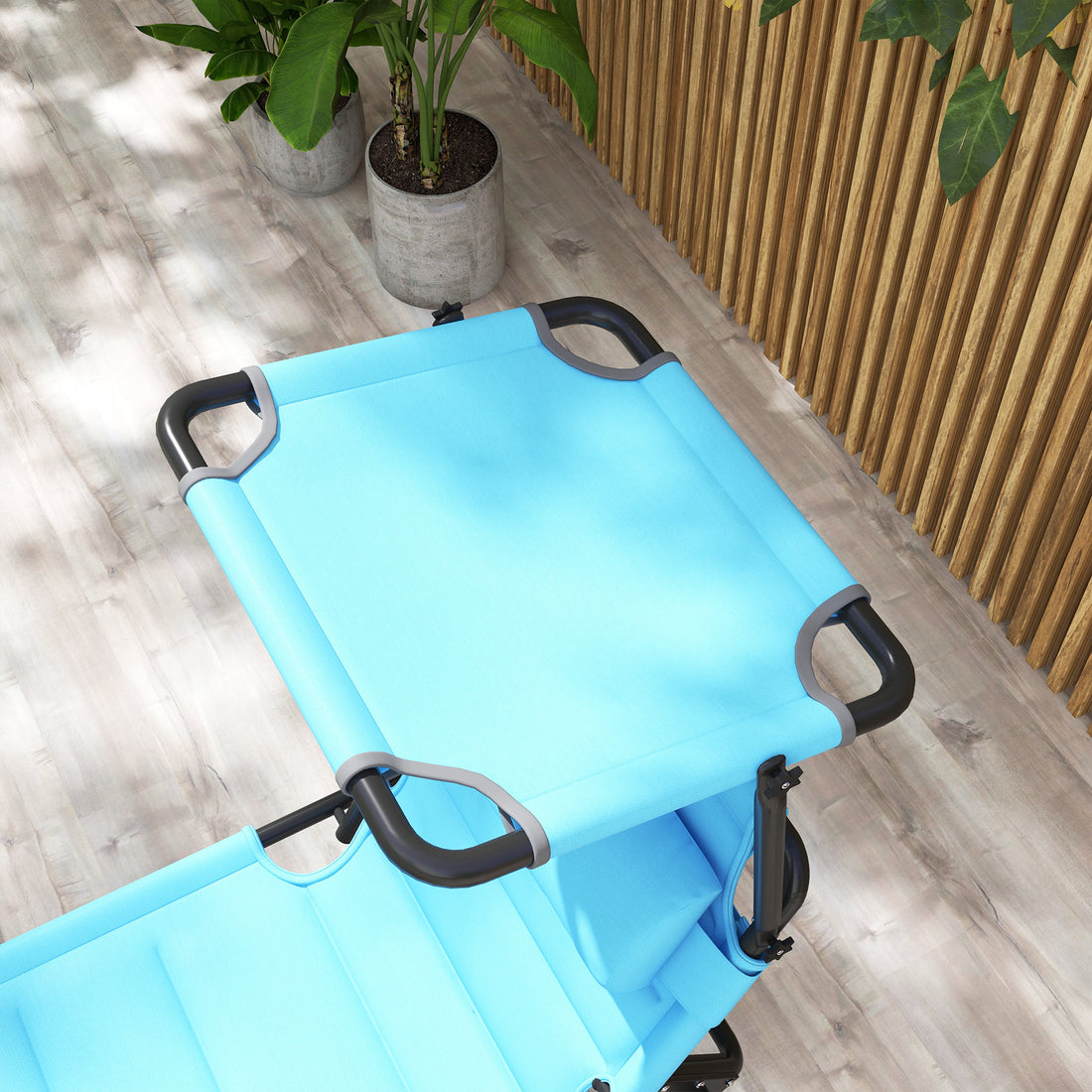 Outsunny Outdoor Lounge Chair, Adjustable Backrest Folding Chaise Lounge, Cushioned Tanning Chair W Sunshade Roof & Pillow Headrest For Beach, Camping, Hiking, Light Blue Light Blue Steel
