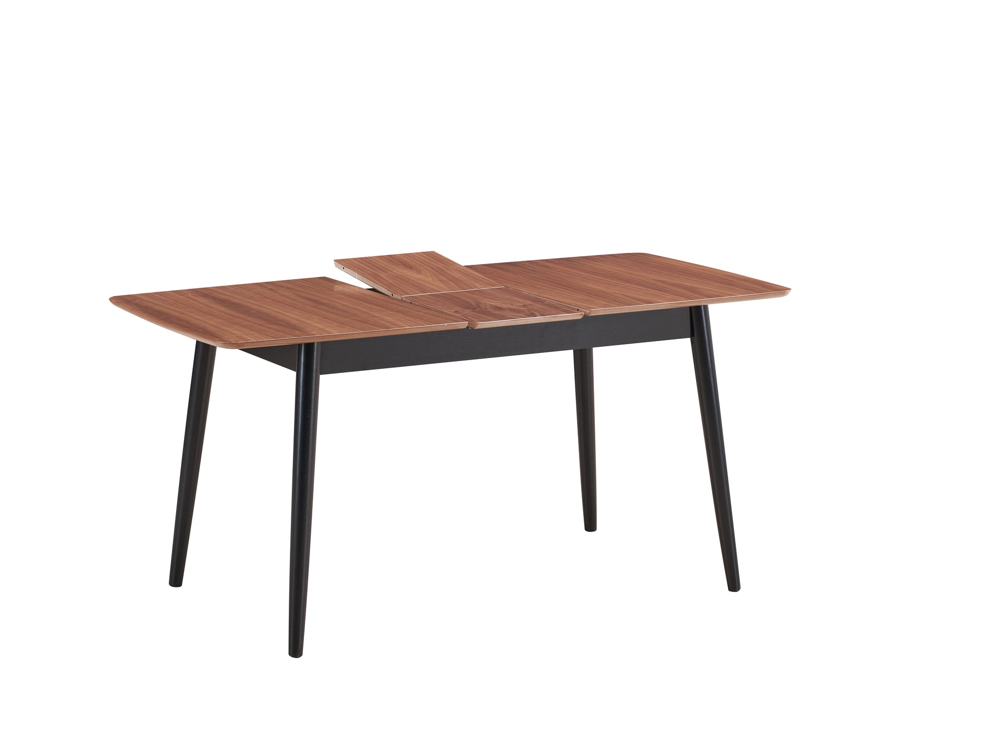 Natural And Black Dining Table With Bufferfly Extension Leaf Natural Black Seats 6 Dining Room Mid Century Modern Rectangular Wood