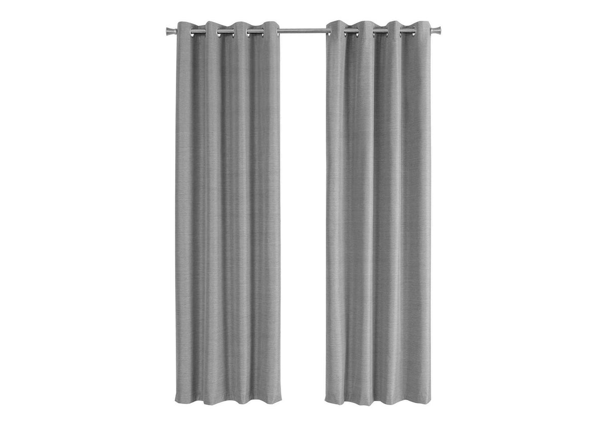Curtain Panel, 2Pcs Set, 54"W X 95"L, 100% Blackout, Grommet, Living Room, Bedroom, Kitchen, Grey Thermal Insulation Polyester, Contemporary, Modern Grey Polyester