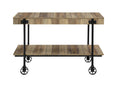 Industrial Style 1Pc Sofa Table Natural Tone Slat Design Console Table Open Bottom Shelf Living Room Furniture Black Natural Primary Living Space Classic,Industrial,Modern,Transitional Console Tables Rectangular Steel