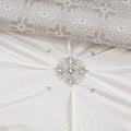4 Piece Embroidered Cotton Reversible Duvet Cover Set King Ivory Polyester