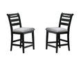 Black Color 7Pc Dining Set Counter Height Table And 6X High Chairs Upholstered Fabric Cushion Seats Solid Wood Dining Room Furniture Wood Dining Room Solid Wood Rubberwood Rectangular Dining Table With Chair Upholstered Chair Wood Black Ladder Back Seats