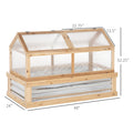 Outsunny Raised Garden Bed With Polycarbonate Greenhouse, Wooden Garden Cold Frame Greenhouse, Flower Planter Protection, 48