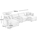 Corduroy Sofamodern Upholstered 4 Seater With 3 Footstools Corduroy Fabric Sofaoffice Living Room Apartment Comfortable Sofa, Easy To Assemble With 2 Arm Pillows And 4 Throw Pillows Tan Corduroy 4 Seat