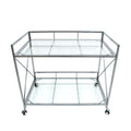Bar Cart Silver Glass Metal