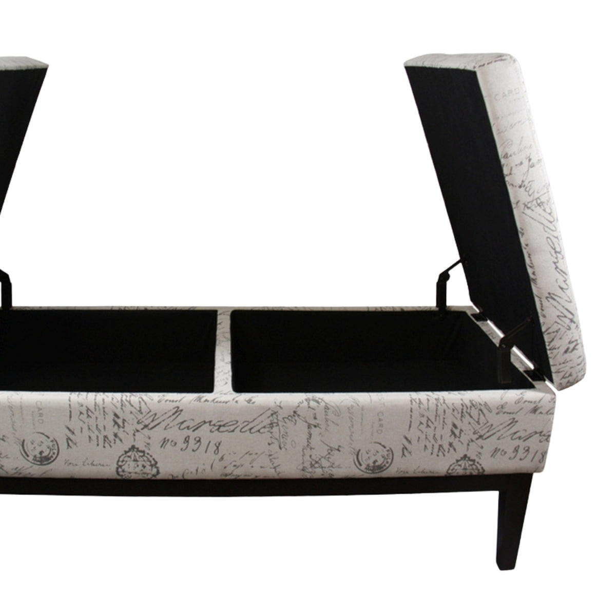 19.5" Tall Storage Bench, Dual Lift, Old World Print Multicolor Wood