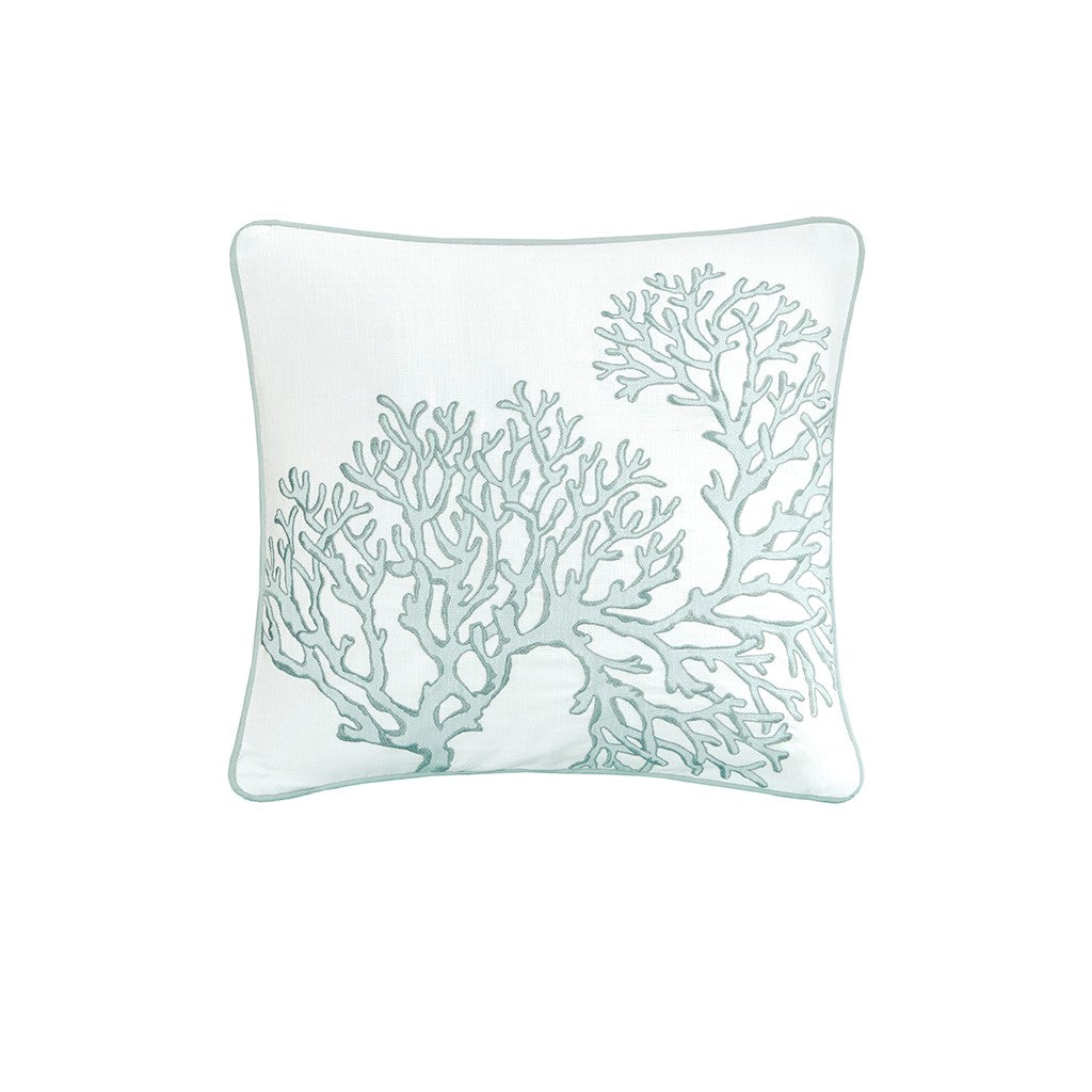 4 Piece Cotton Reversible Embroidered Quilt Set With Throw Pillow Aqua Full Queen Full Aqua Cotton