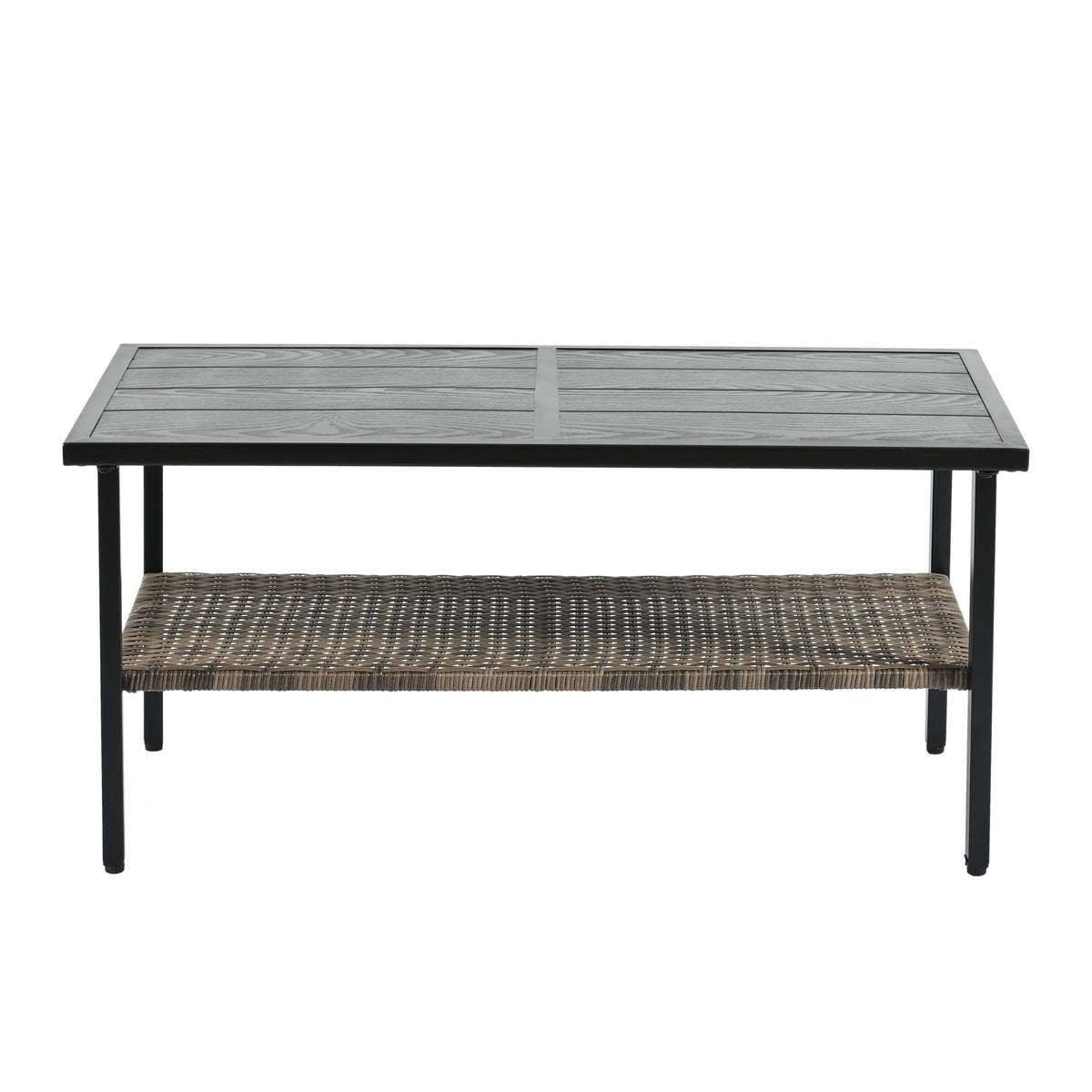 Patio Furniture, Outdoor Furniture, Seasonal Pe Wicker Furniture, Four Set Wicker Furniture With Black Metal Table Yes Brown Seats 4 Pe Rattan Iron Waterproof Fabric