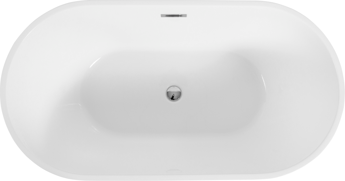 Freestanding Acrylic Soaking Bathtub With Chrome Overflow And Drain, Self Leveling Legs Flexible Hose Easy Installation, 24A09 60 Gloss White Bathroom Freestanding Tubs Acrylic