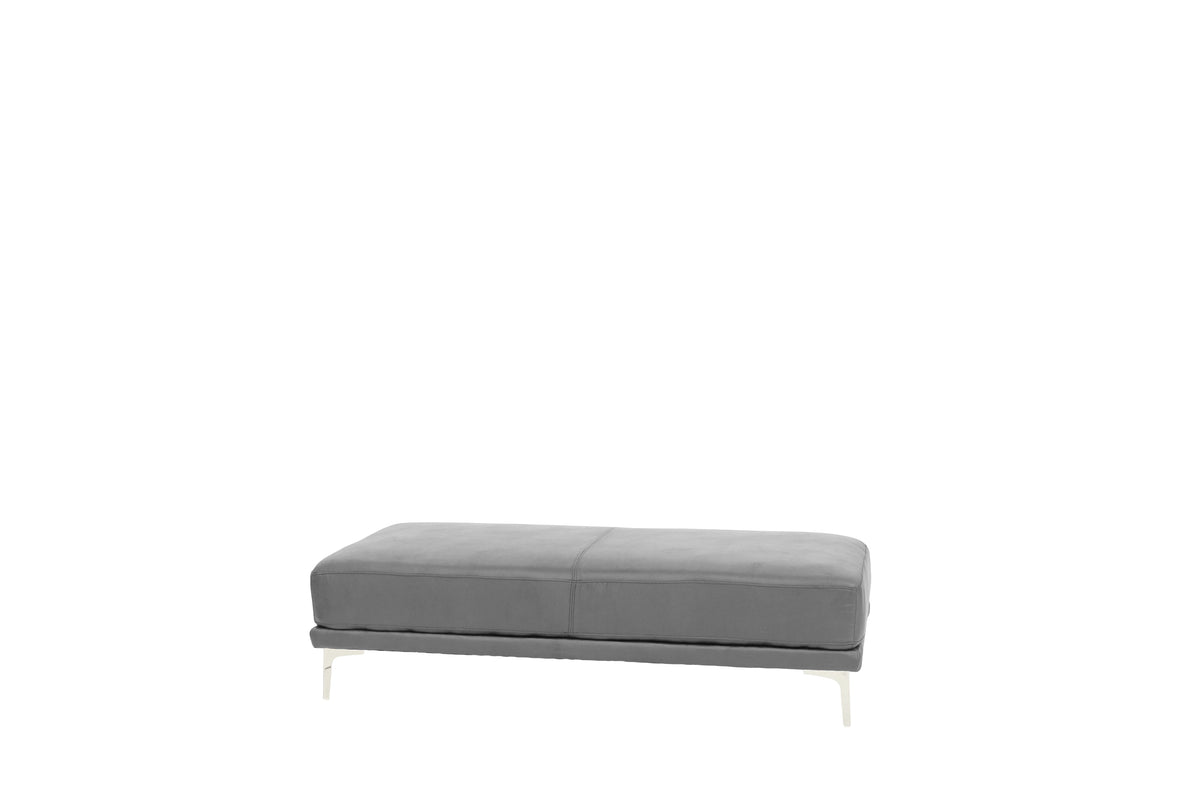 Modern Antique Gray Large Ottoman Metal Legs 1Pc Cocktail Ottoman Living Room Antique Gray Faux Leather Primary Living Space Grey Contemporary,Modern Rectangle Bonded Leather
