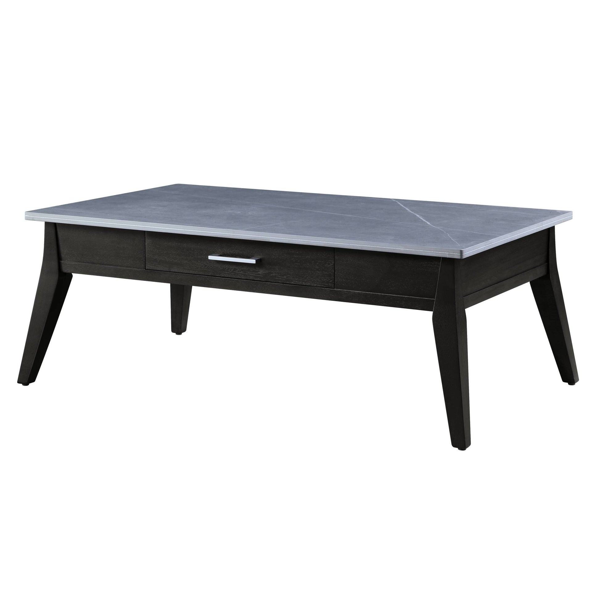 Sintered Stone And Dark Brown 1 Drawer Coffee Table Dark Brown Primary Living Space Drawers Rectangular Solid Wood Mdf
