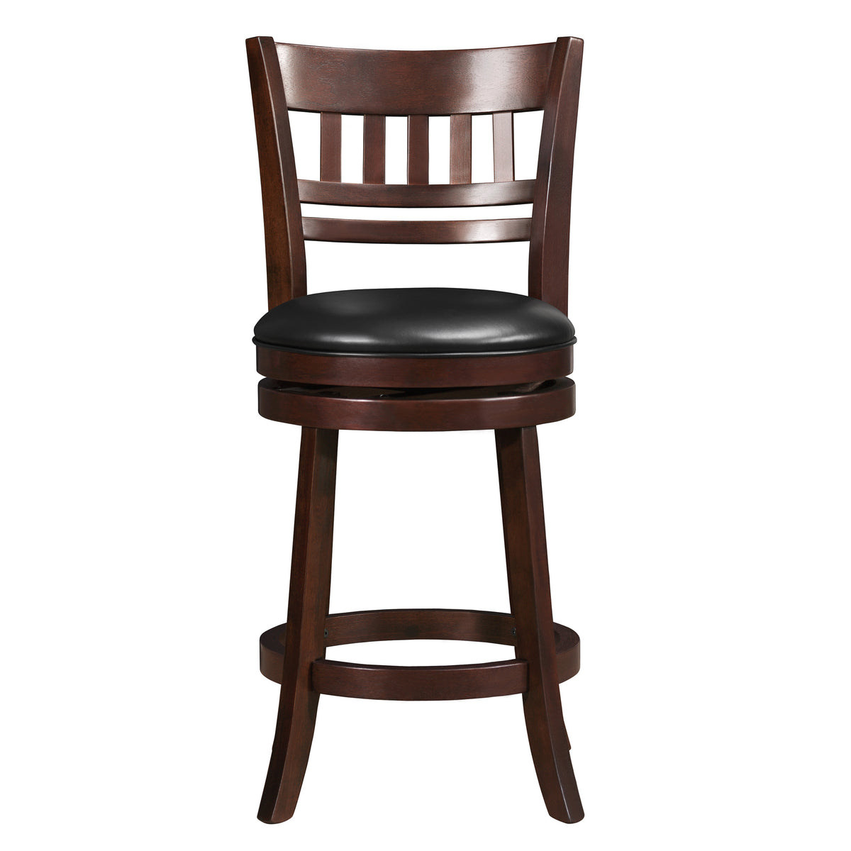 360 Degree Swivel Counter Height Chair Dark Cherry Finish Solid Wood Comfortable Footrest 1Pc Dining Furniture Cherry Dining Room Solid Wood