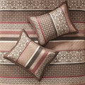 5 Piece Reversible Jacquard Bedspread Set Red King King Red Cotton