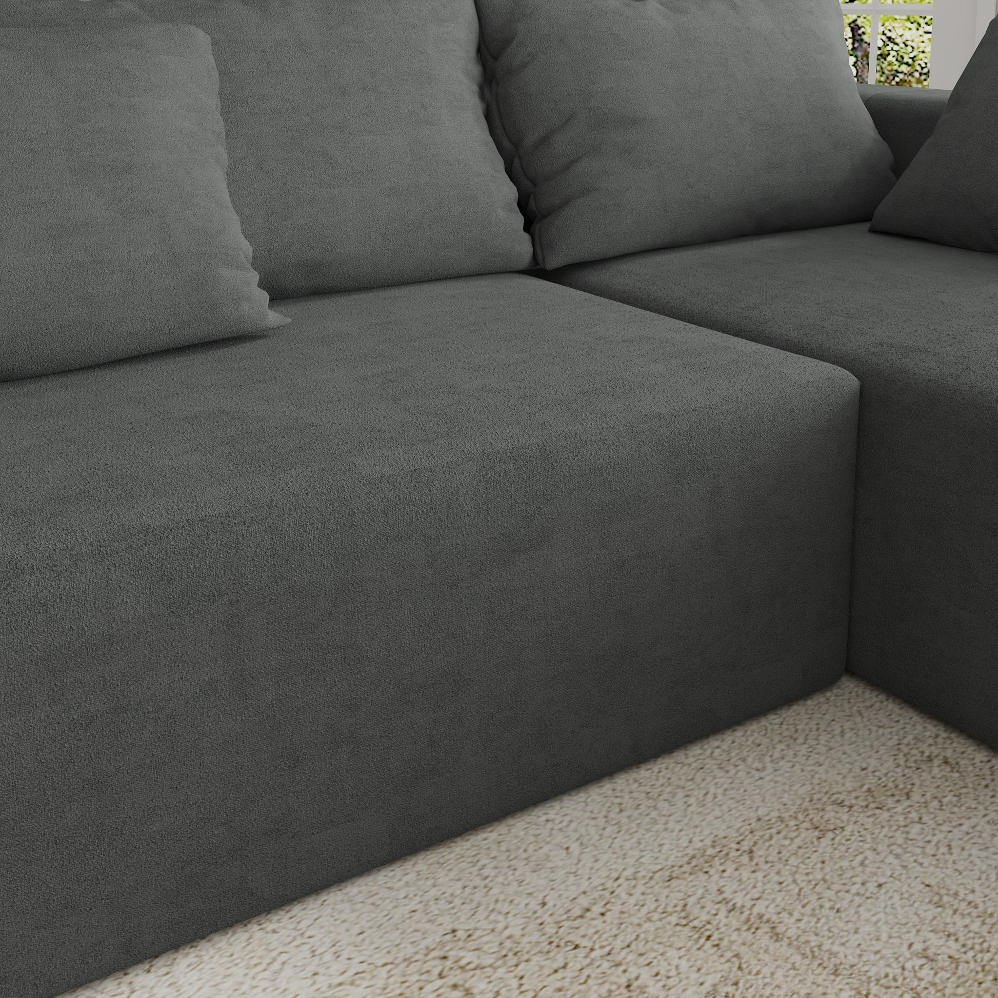 Modern Upholstered Sectional Sofa Couch Set,Modular 108" L Shaped Sectional Living Room Sofa Set With 6 Pillows,Free Combination Sofa Couch For Living Room,Bedroom Grey Foam Chenille 3 Seat