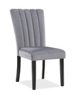 2Pc Casual Upholstered Velvet Upholstery Chair Channel Tufted Back Wooden Dining Room Furniture Gray Black Black,Gray Dining Room Contemporary,Modern Accent Chairs Tufted Back Set Of 2 Wood