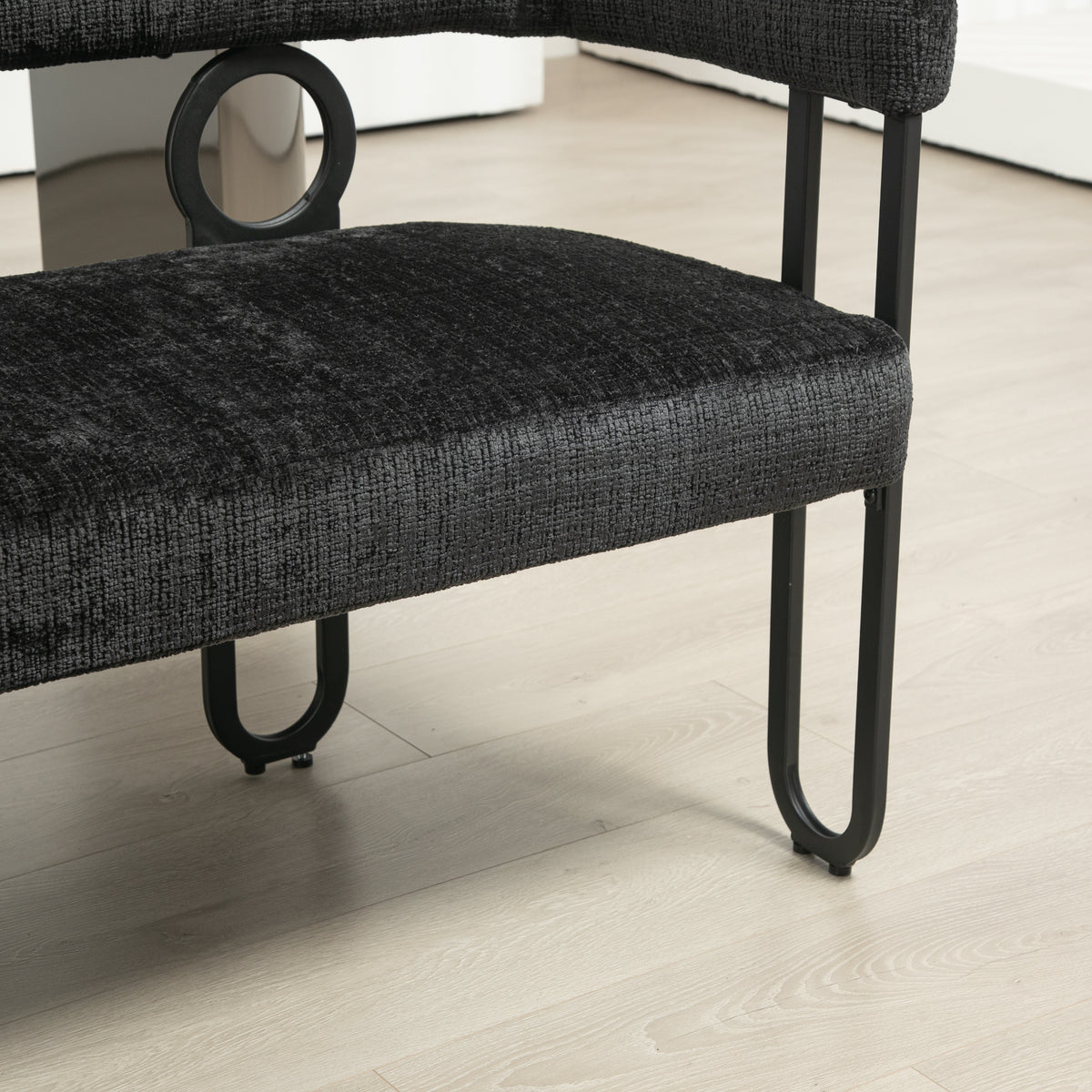 Coolmore Modern Loveseat 2 Seater Sofa Chenille Fabric Couch With Arms And Metal Legs For Living Room, Home Office, Studio Black Chenille Black Primary Living Space Soft Foam Chenille