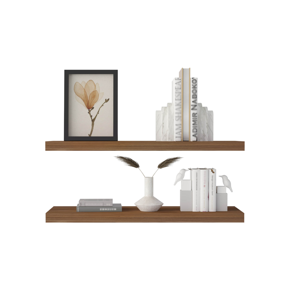 Ecco 31.5" Wide Floating Shelves Set Of 2, Shelves For Wall Decor For Bedroom, Bathroom Storage Shelves, Book Shelves For Living Room Mahogany 2 Or Less Mahogany Horizontal Primary Living Space Open
