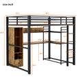 Full Size Metal Loft Bed With Built In Wardrobe, Drawer, Desk And Shelves, Black Expected Arrival Time: 9.7 Box Spring Not Required Full Black Metal Wood Metal