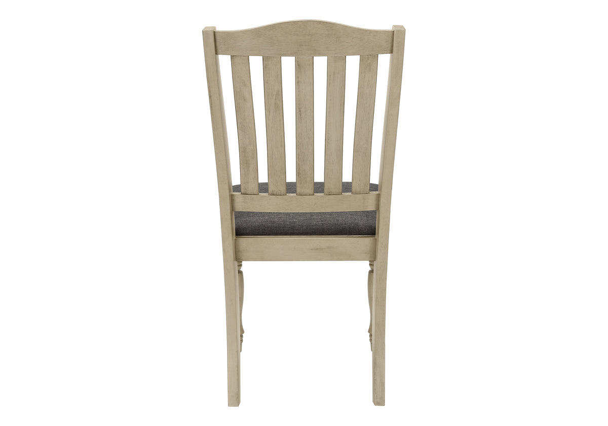 Dining Chair, 39" Height, Set Of 2, Upholstered, Dining Room, Kitchen, Side, Antique Grey, Grey Fabric, Wood Legs, Transitional Grey Foam Solid Wood Mdf