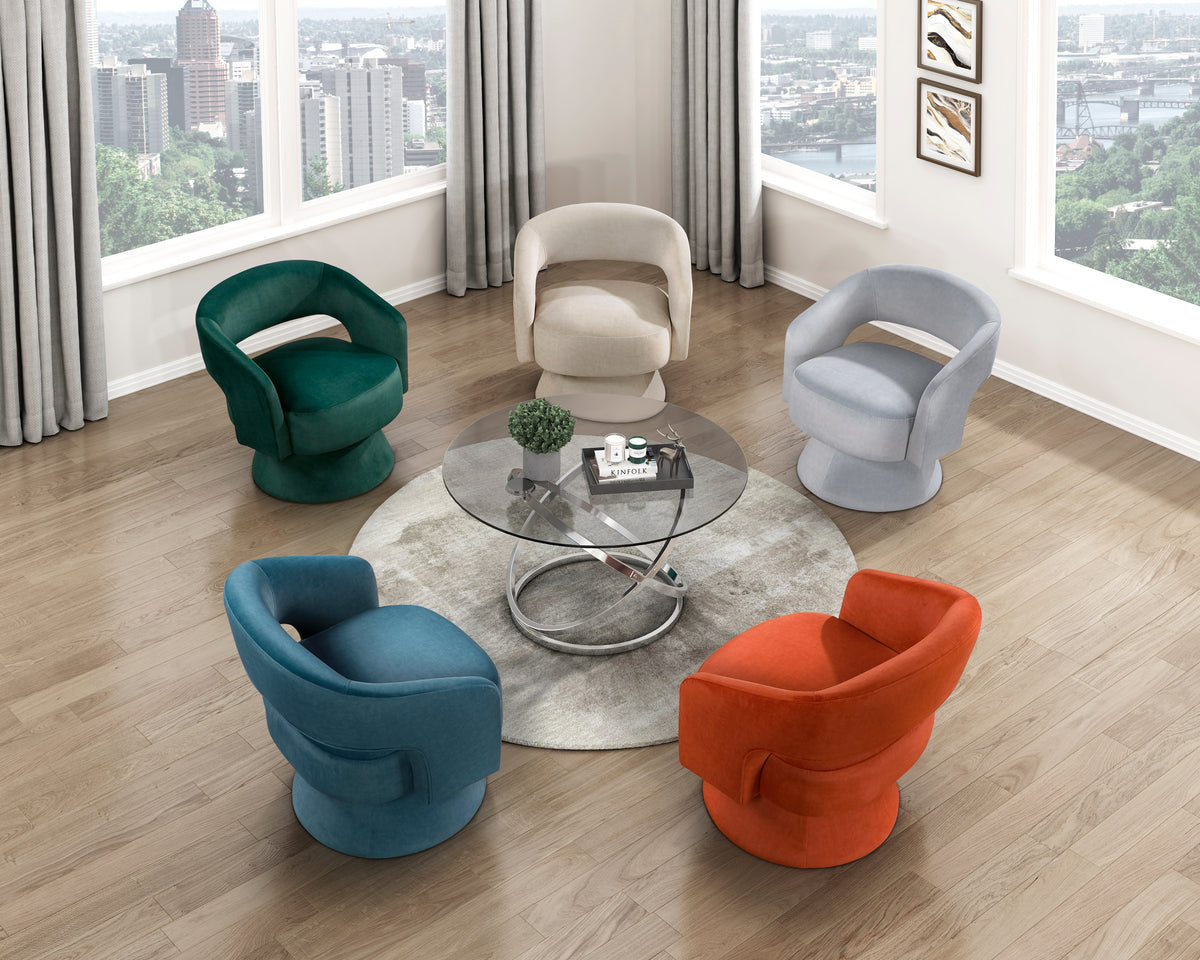 Modern Luxury Swivel Accent Chair 1Pc Orange Velvet Upholstery Solid Wood Stylish Home Furniture Orange Primary Living Space Luxury,Modern Plywood,Solid Wood