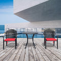 Cushions In Random Colors 3 Piece Set Of Cast Aluminum Patio Furniture With Cushions Yes Dining Set Black Seats 2 Rust Resistant Frame Water Resistant Cushion Garden & Outdoor Complete Patio Sets Aluminium