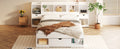 Queen Size Wood Platform Bed With Multi Storage Headboard And A Drawer, White Box Spring Not Required Queen White Wood Bedroom Bed Frame Solid Wood Mdf