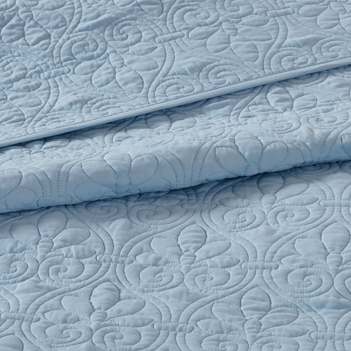 Reversible Bedspread Set Blue Queen Blue Cotton