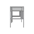 Twin Size Loft Bed With Desk And Shelves, Safety Guardrail And Ladder,Grey Twin Grey Pine