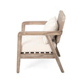 Outdoor Acacia Wood Patio Club Chair, Patio Furniture,Waterproof Thick Cushion Deep Seating For Porch, Garden, Backyard, Balcony, Weight Capacity 400Lbs, Light Brown Finish, Cream Cushion Deep Seating Light Brown Garden & Outdoor Foam Acacia Wood