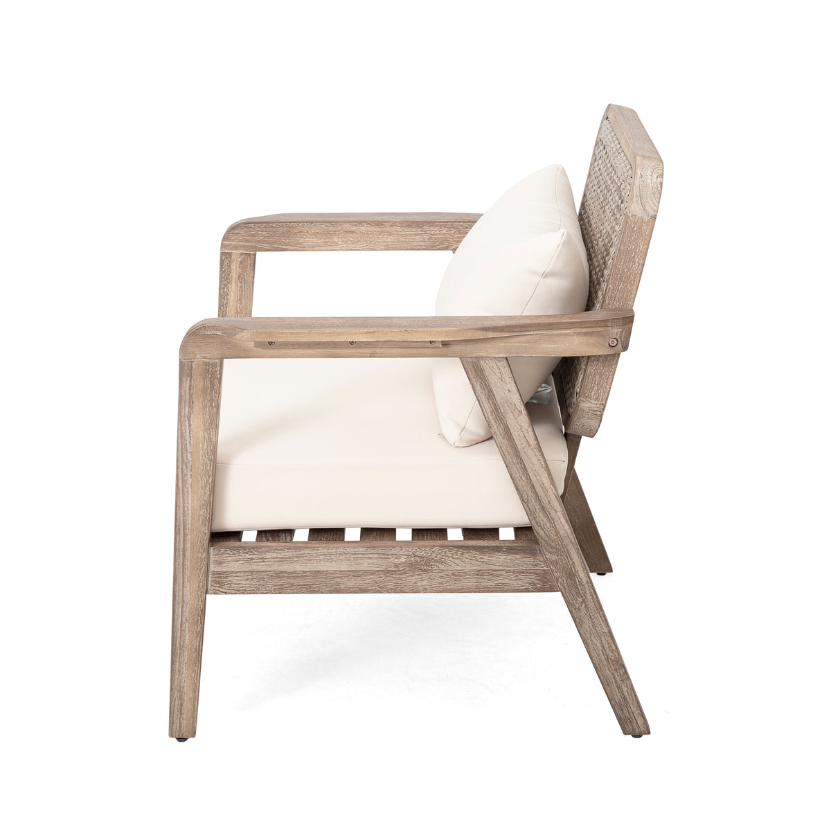 Outdoor Acacia Wood Patio Club Chair, Patio Furniture,Waterproof Thick Cushion Deep Seating For Porch, Garden, Backyard, Balcony, Weight Capacity 400Lbs, Light Brown Finish, Cream Cushion Deep Seating Light Brown Garden & Outdoor Foam Acacia Wood