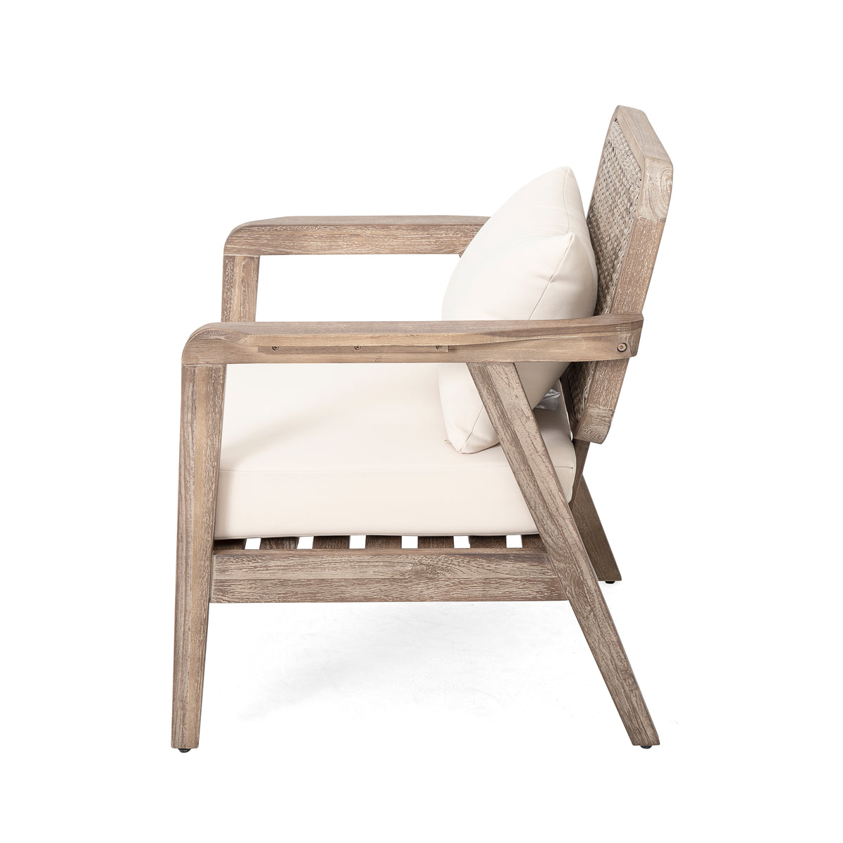 Set Of 2 Outdoor Acacia Wood Patio Club Chair, Patio Furniture,Waterproof Thick Cushion Deep Seating For Porch, Garden, Backyard, Balcony, Weight Capacity 400Lbs, Light Brown Finish, Cream Cushion Yes Deep Seating Light Brown Garden & Outdoor Foam Acacia