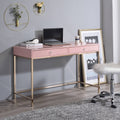 Pink High Gloss And Gold 2 Drawer Writing Desk Pink Writting Desk Office Rectangular Drawers Wood Metal