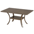 6 Piece Wood Dining Table Set With Storage Shelf And Curved Legs, Kitchen Table Set With Bench And 4 Removable Cushions Dining Chairs, Modern Style, Brown Gray Cushion Wood Dining Room Solid Wood Rubberwood Rectangular Dining Table With Bench Wood Wood