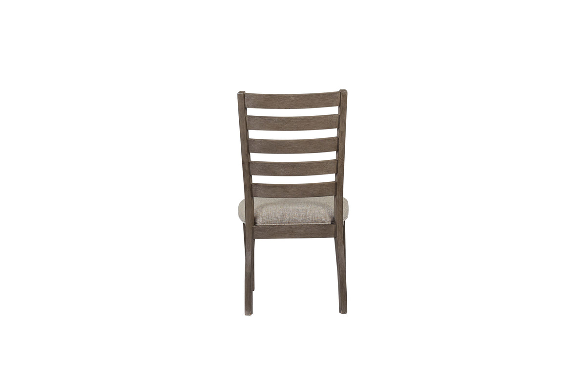 Casual Side Dining Chair W Ladder Back Set Of 2 Gray Solid Wood Mdf