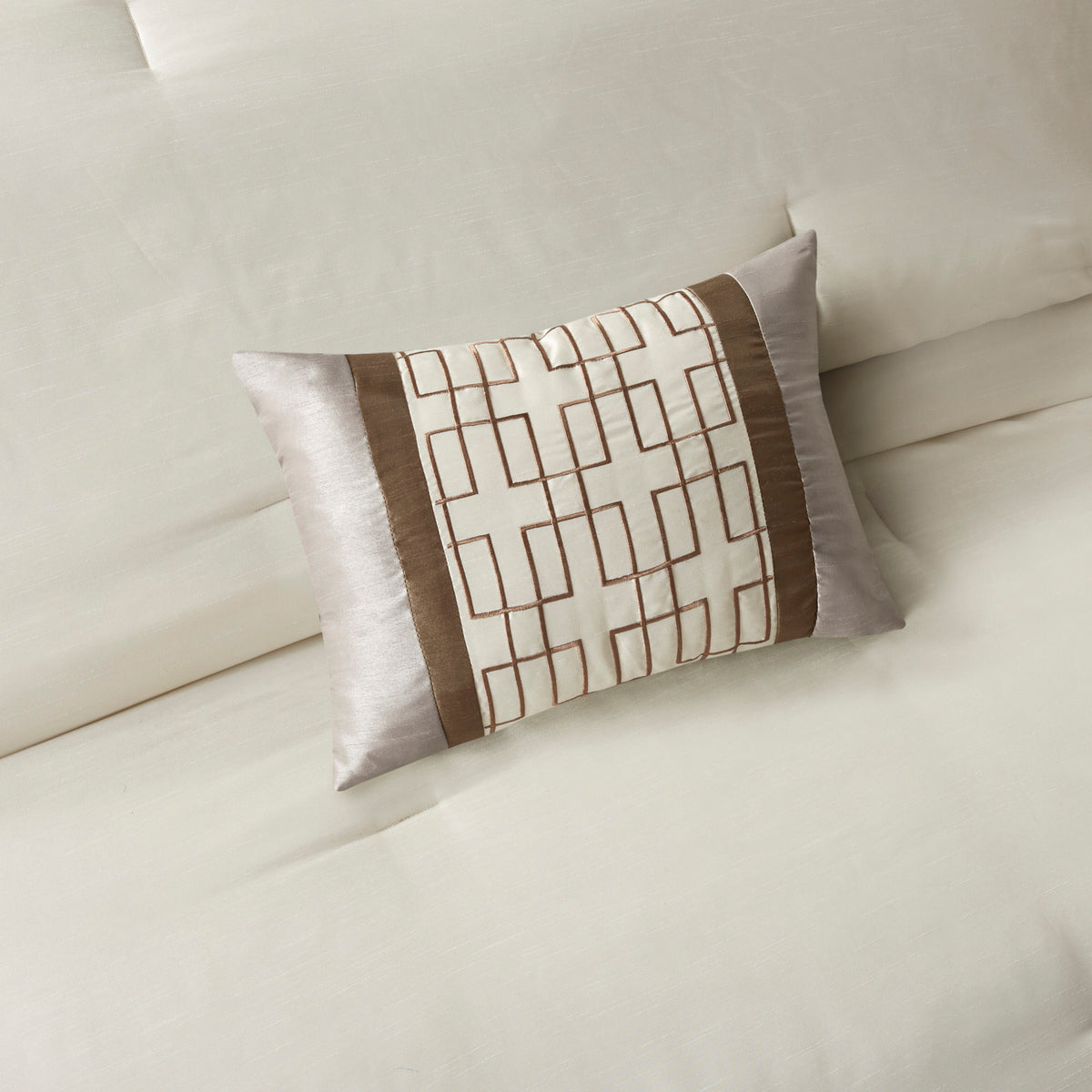7 Piece Comforter Set Taupe Brown King King Taupe Brown Polyester