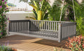 Patio Minimalist Twin Size Garden Swing Bed Wood Porch Swing With Ropes For Backyard, Safe Sloped Design, Gray Gray Weather Resistant Frame Garden & Outdoor Minimalist 2 Person Seating Group Acacia