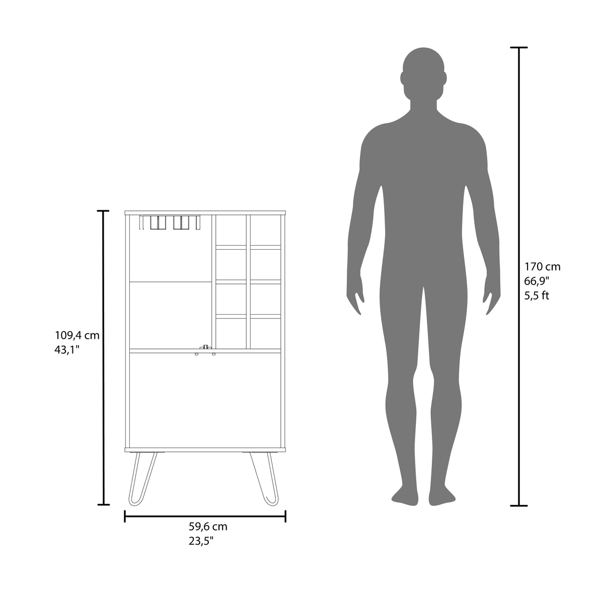 Fairfax Bar Cabinet In Melamine With Glass Rack And Wine Storage,White 5 Or More Spaces White Modern Particle Board Melamine