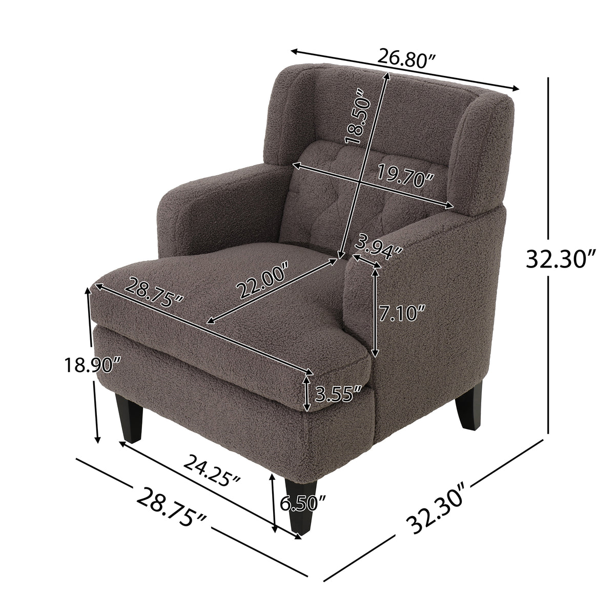 Upholstered Accent Chair Tufted Armchair For Living Room And Bedroom, Russet Brown Brown Birch Foam Teddy
