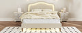 Queen Size Velvet Upholstered Smart Led Bed Frame With Adjustable Height Headboard,No Box Spring Needed,Easy Assembly,Beige Box Spring Not Required Queen Beige Wood Bedroom Cute,Modern Bed Frame Wood